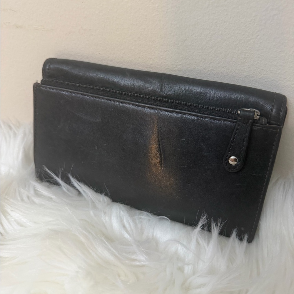 Coach Dark Leather Clutch with Silver Accent - Picture 2 of 7